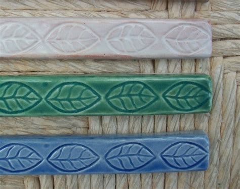 Ceramic Border Tile Incised Leaf Listello Etsy