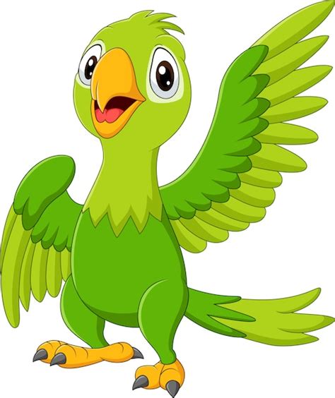 Premium Vector Cartoon Happy Parrot Isolated On White Background