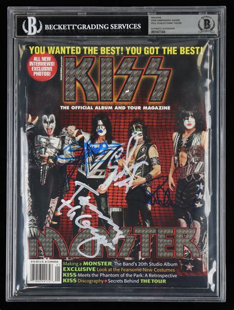 Kiss Magazine Band Signed By 4 With Gene Simmons Eric Singer Paul