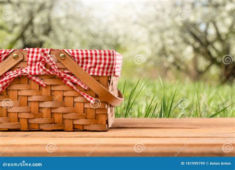 Picnic Basket On The Table Summer Mood Relaxation Stock Image Image