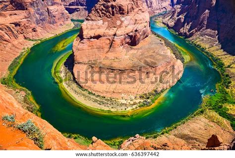 Horseshoe Bend Colorado River Top View Stock Photo 636397442 Shutterstock