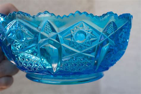 Vintage Blue Glass Handled Bowl Etsy De