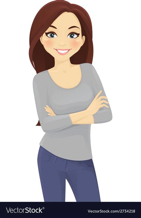 beautiful woman standing arms crossed download a free preview or high quality adobe illustrator
