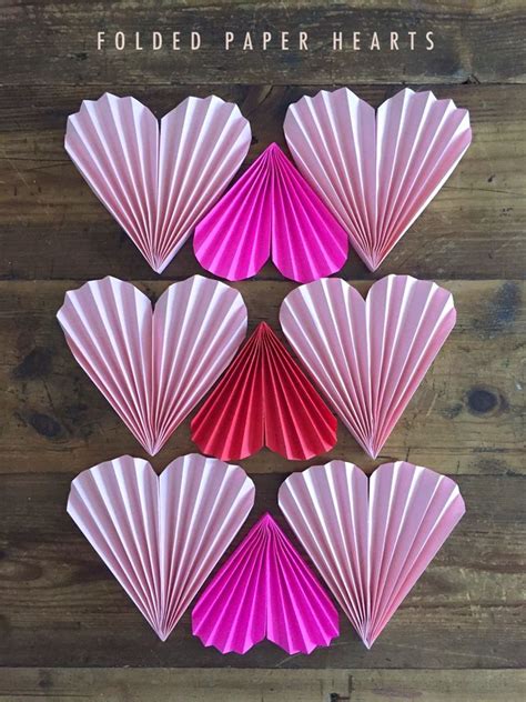 Folded Paper Hearts Valentines Day Paper Crafts Paper Hearts