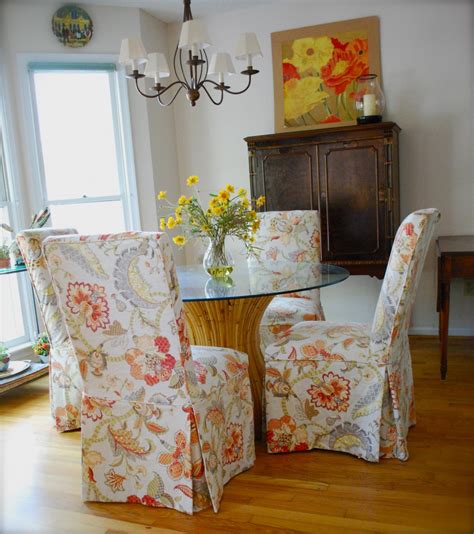 Dining chair slipcover variation #1: Slipcovers for Parson's Chairs | Pink & Polka Dot