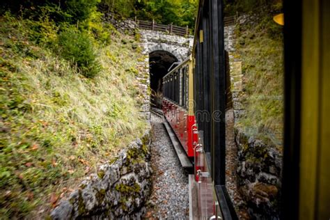 Famous Cog Railway On The Mountain Schynige Platte In Switzerland Stock