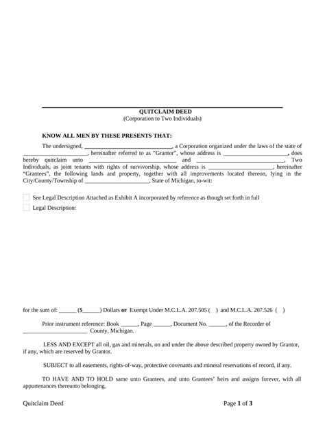 Michigan Quit Claim Deed Fill Out Sign Online Dochub
