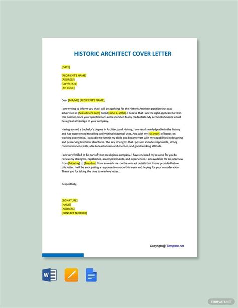 Architect Cover Letter Template In Pdf Free Download