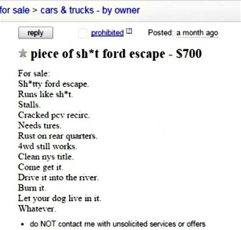 Funny Craigslist Ads The 41 Most Absurd Postings Ever