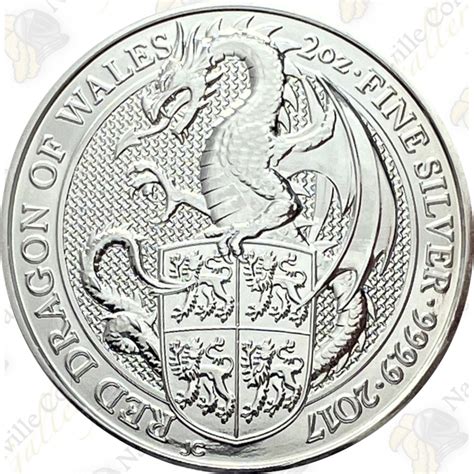 2017 Great Britain 2 Oz 9999 Fine Silver Red Dragon Of Wales Sku