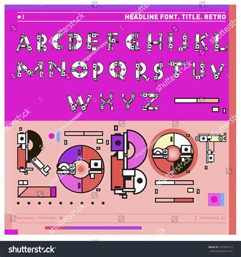 Vector Colorful Retro Alphabet Unique Fonts Stock Vector Royalty Free