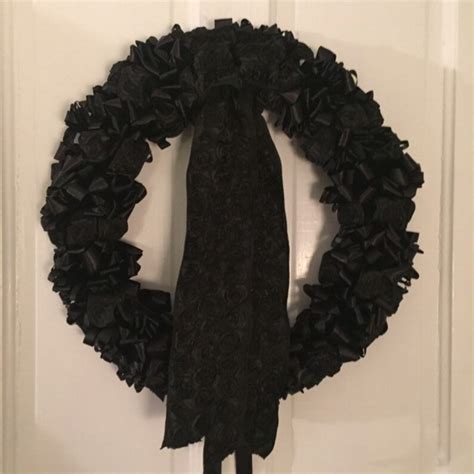Wreath Mourning Wreath Black Ribbon 18 Inch Sympathy Ready To Etsy