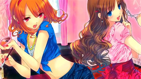 Wallpaper Illustration Long Hair Anime Girls Blue