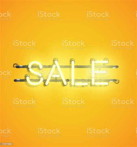 Neon Realistic Word For Advertising Vector Illustration Stock