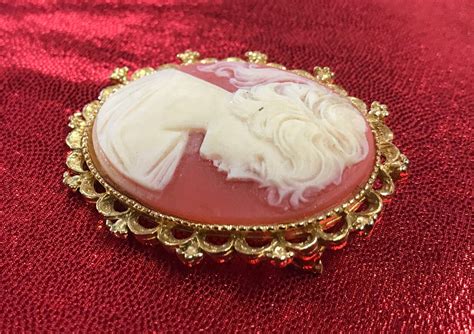 Vintage Gerrys Cameo Broochpin With Gold Plated Edges Etsy