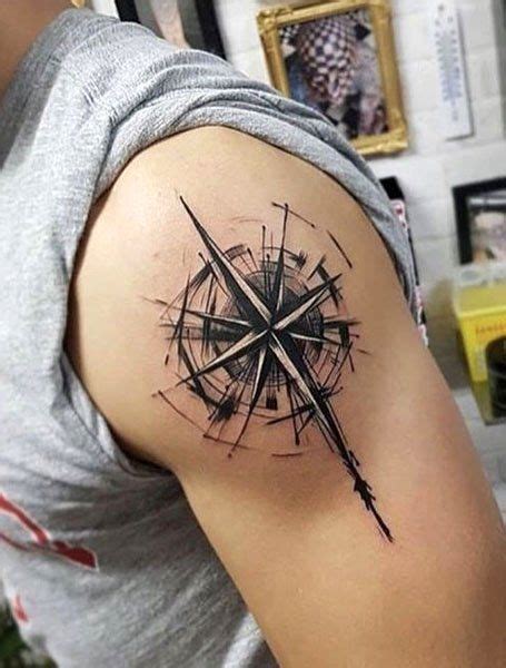 Cool Compass Tattoo Designs Meaning Mens Shoulder Tattoo