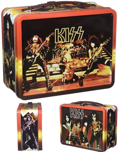 A Lunch Box With An Image Of The Band Kiss On Its Front And Back Sides