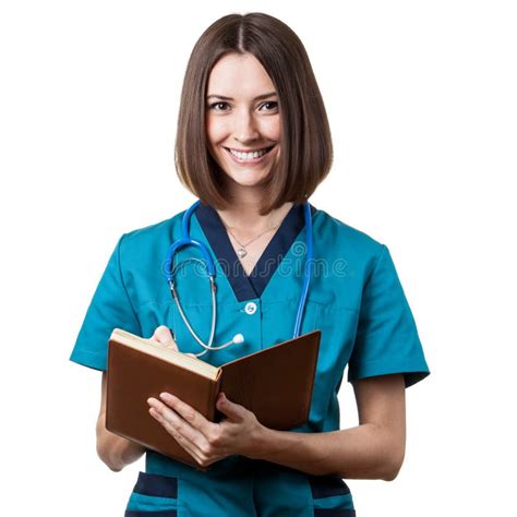 Beautiful Brunette Woman Medical Worker Stock Image Image Of Smiling