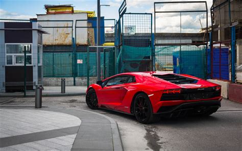 Herunterladen Hintergrundbild Lamborghini Aventador S 2017 Rot