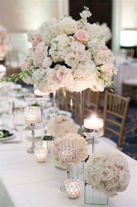 elegant tall wedding centerpiece ideas  blush pink roses