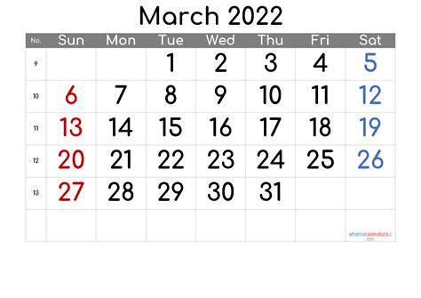 March 2022 Printable Calendar Free Premium