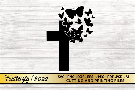 Butterfly Cross SVG 204 Religious Butterfly Cross Svg SVG PNG EPS DXF