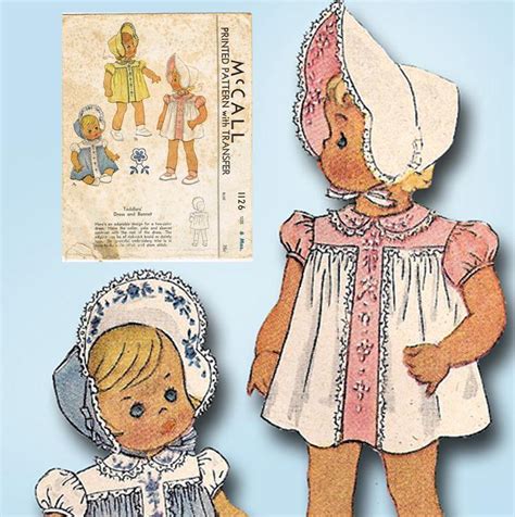 1940s Vintage Mccalls Sewing Pattern 1126 Baby Girls