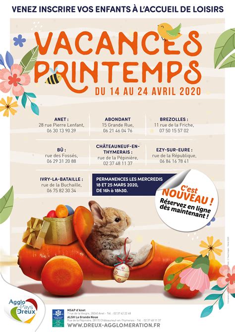 Vacances De Printemps Inscrivez Vos Enfants Site Officiel De LAgglo Du Pays De Dreux