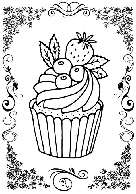 Cupcakes Feast Large Print Pdf Coloring Book For Seniors Or Visuall