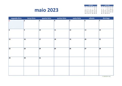 Calendário Maio 2023