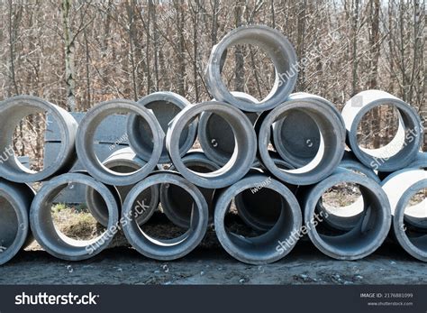 Cement Water Pipes Laying Outside By Stock Photo 2176881099 Shutterstock
