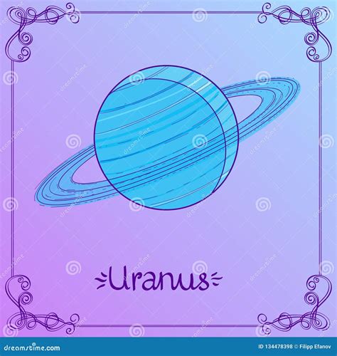 Uranus Stylized Illustration Of Uranus In Hand Drawing Style Stock