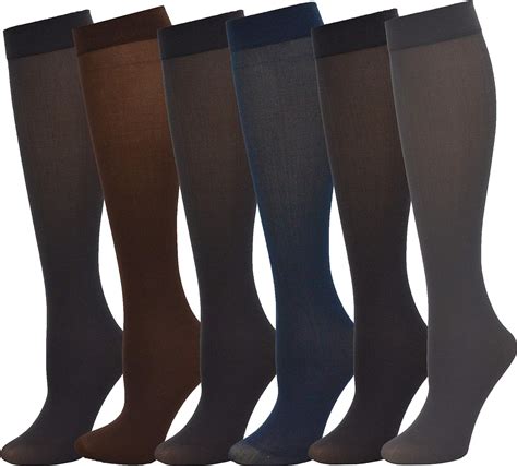 Trouser Socks For Women 6 Pairs Plus Stretchy Opaque Knee High Dress