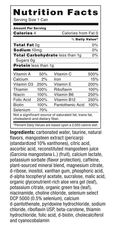 Nos Energy Drink Nutrition Facts Label Blog Dandk