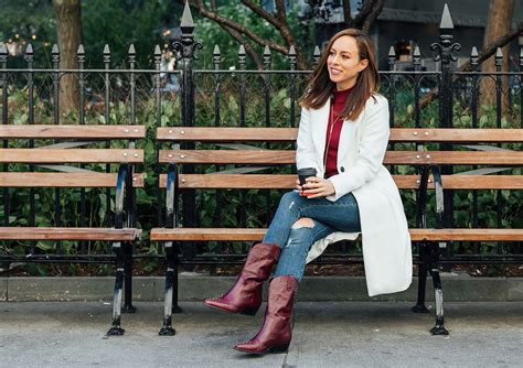 Sydne Style Wears Botkier Cowboy Boots With Jeans And Coat In Nyc