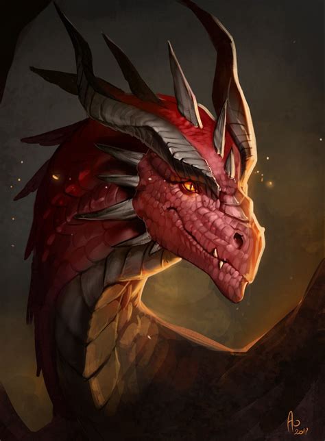 ArtStation - Red dragon portrait, Monika Andruszkiewicz | Dragon