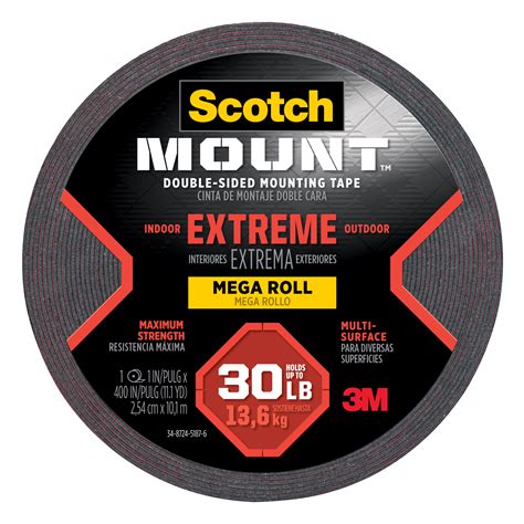 Scotch Mount 254 X 1016 Cm Extreme Double Sided Mounting Tape Mega
