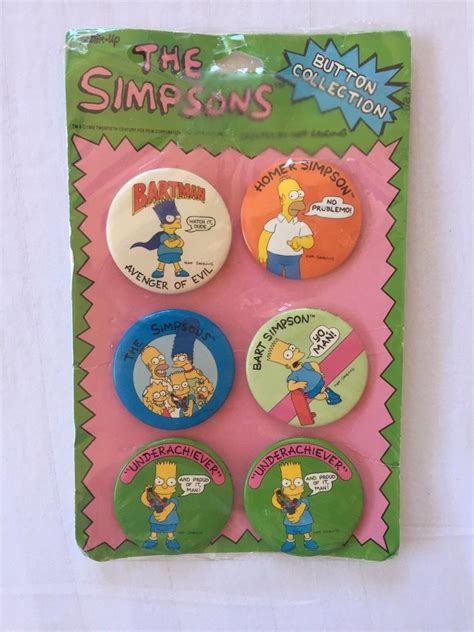 Vintage Simpsons Buttons Matt Groening Bart Homer Marge Lisa 1884000902