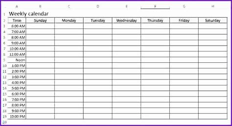 Two Week Schedule Template Elegant 7 Weekly Calendar Excel Template