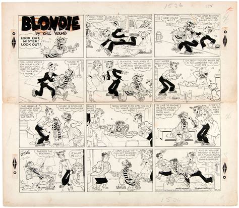 Hakes “blondie” 1956 Sunday Page Original Art With Blondie Dagwood