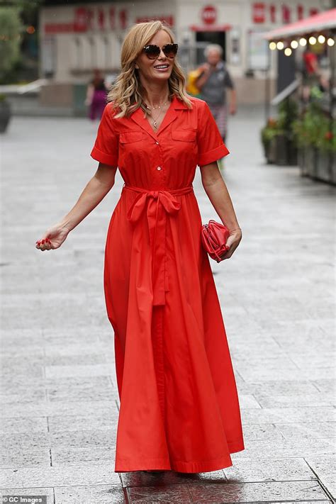 Amanda Holden Looks Sensational In A Red Maxi Dress As She Leaves Heart