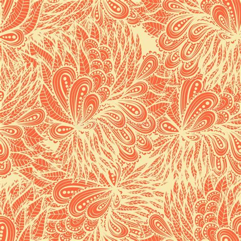 Seamless Floral Orange Pattern Stock Vector Illustration Of Card