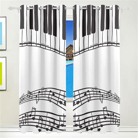 All artwork complies with mti's. Girls Blackout Curtains Abstract Piano Music Note Black Print Black Door Window - Window ...