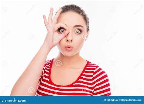 Close Up Photo Of Comic Young Girl With Funny Face Stock Image Image
