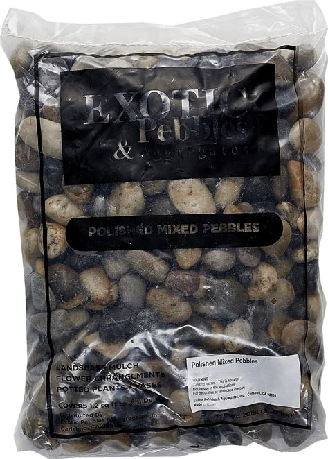 EXOTIC PEBBLES Polished Mixed Reptile Terrarium Pebbles 20 Lb Bag