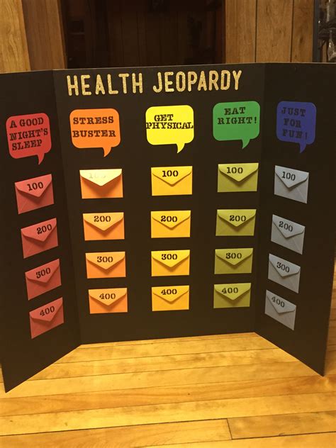 Health Jeopardy Board Game Health Fair School Health Senior Activities