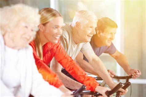 Seniors Work Out In The Fitness Center Stock Image Image Of Group