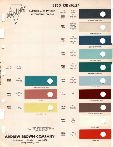 Paint Chips 1955 Gm Chevrolet