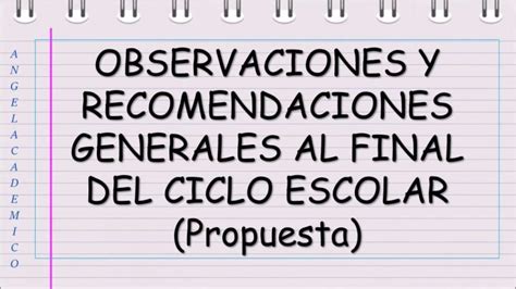 Observaciones O Recomendaciones Generales Del Docente Actualizado