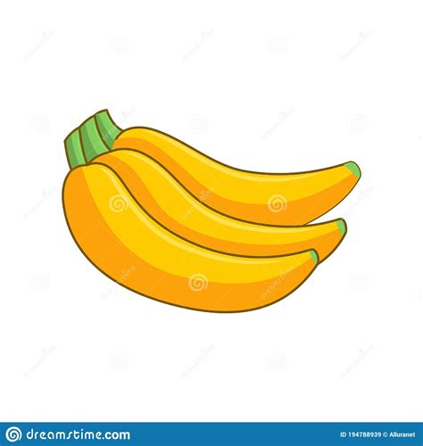 Cartoon Bananas Group Yellow Fruit And Bunch Of Bananas Stock Vector